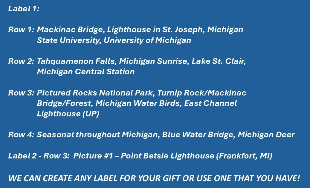 Label descriptions for label sheet