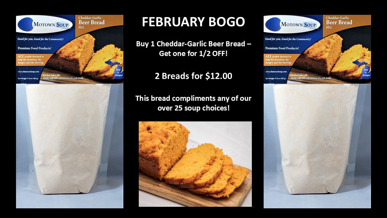 .BOGO – Cheddar-Garlic Beer Bread – Buy 1 get one 1/2 off