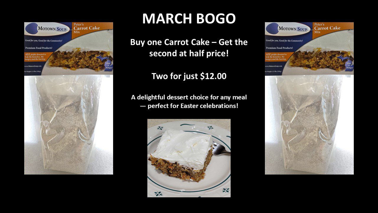 .BOGO – Carrot Cake Mix – Buy 1 get one 1/2 off